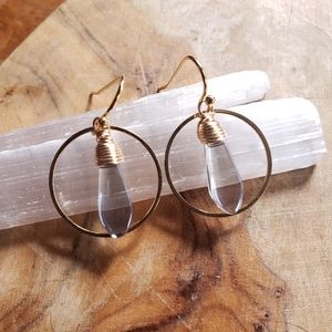 Elegant Simple Clear Blue Czech Dagger Boho Earrings